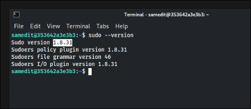 Output from sudo --version